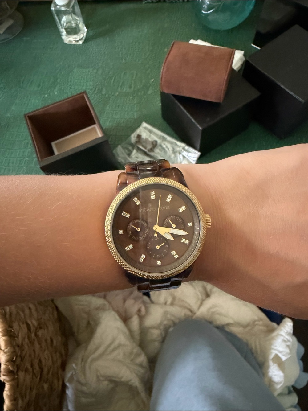 Michael Kors Brown Tortoiseshell Watch with Gold Accents